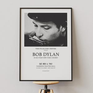 Bob Dylan-affisch Folklore Center presenterar Bob Dylan i hans första konsert i New York - Musikaffisch - Rockaffisch