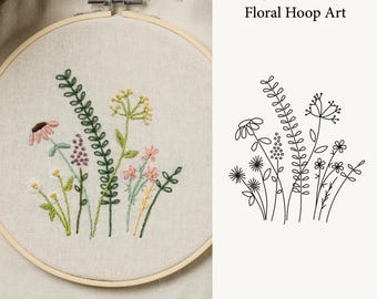 Floral Hoop Art Sewing Pattern (PDF) – Hand Sewing Project, Floral Design | Free Instructional Videos