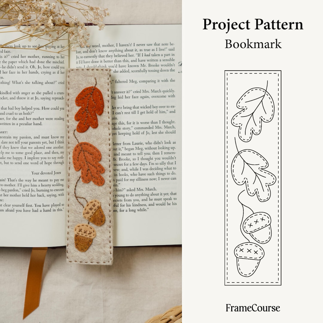 Free Leather Bookmark Patterns.pdf Felt Bookmark Sewing Pattern (PDF) – Hand Sewing Project, Autumn ...