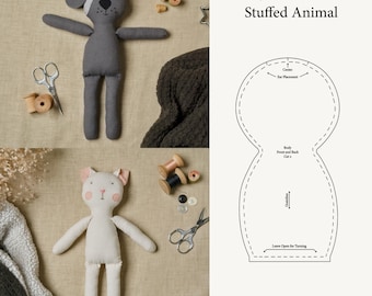 Stuffed Dog or Cat Sewing Pattern (PDF) – Hand Sewing Project | Free Instructional Videos