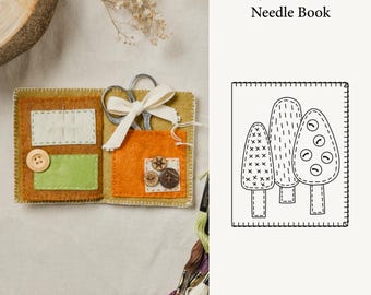 Felt Needle Book Sewing Pattern (PDF) – Hand Sewing Project, Forest Tree Design | Free Instructional Videos