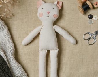 Stuffed Cat Sewing Kit – Handmade Plush Cat – DIY Soft Toy Project | Free Instructional Videos | Pattern Sold Separately