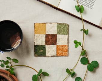 Quilted Fabric Coaster Sewing Kit – Handmade Patchwork Coaster | Complete Free Instructional Videos | Pattern Sold Separately