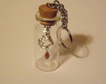 Vampire Teeth and Blood Drop in a Bottle Key Chain