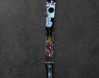 Camp Crystal Lake Machete Art | Hand-Painted Jason Voorhees | Friday the 13th Horror Decor | Goregeous Art