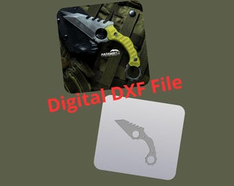 Plantilla en blanco de cuchillo Karambit, archivo DXF / Patrón de corte CNC / Diseño digital de cuchillo para láser