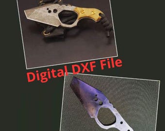 Archivo DXF de plantilla de cuchillo en blanco / Patrón de corte CNC / Diseño digital de cuchillo para láser, plasma o chorro de agua