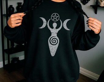 Spiral Goddess Sweatshirt Witchy Gift for Her | Triple Goddess Pagan Clothing | Wiccan Symbol Unisex Pullover | Sacred Feminine Apparel