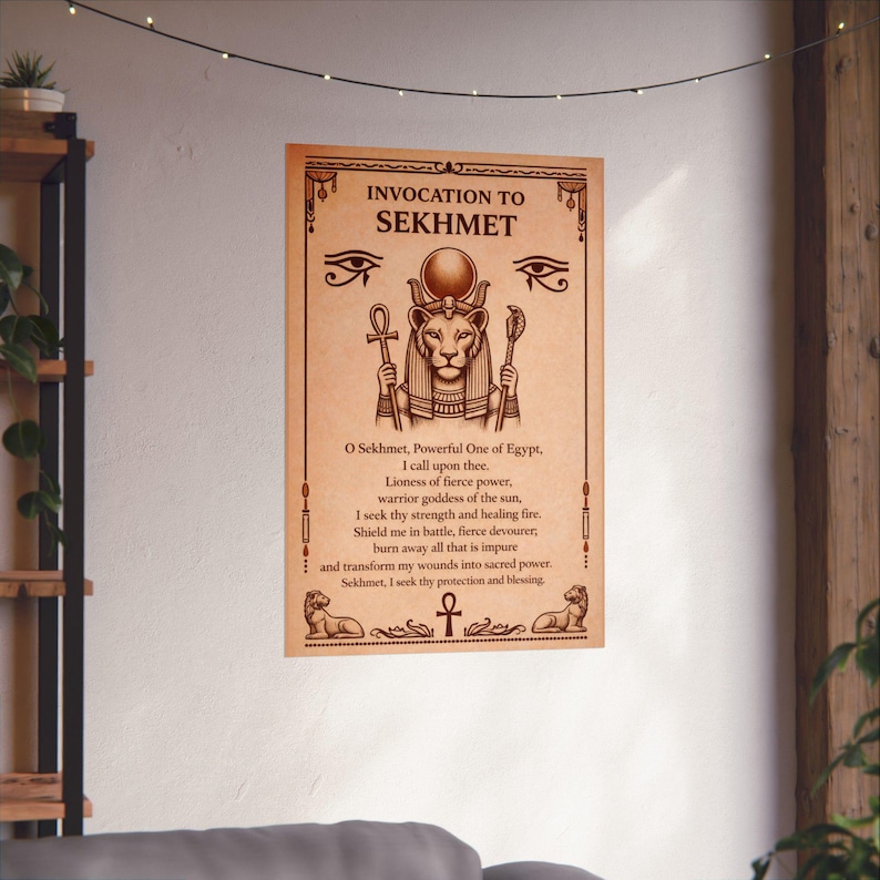 Sekhmet Invocation Poster: Egyptian Goddess Wall Art | Witch Wiccan ...