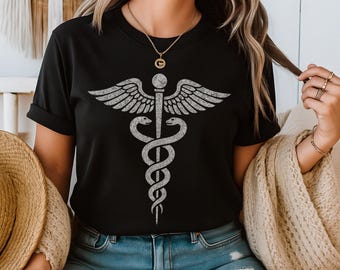 Hermes Caduceus Shirt: Alchemy Occult Tee | Witchy Esoteric Symbol T-Shirt | Pagan Hermetic Apparel | Mystic Magic Top