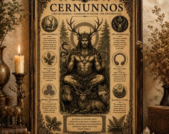 Cernunnos Wall Art Poster: Celtic God Wiccan Home Decor | Horned God Print | Pagan Altar Art | Forest Spiritual Gift | Druid Decor