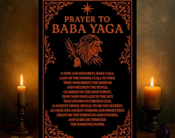 Prayer to Baba Yaga Poster: Slavic Witchcraft Art | Pagan Wiccan Wall Decor | Witchy Altar Print