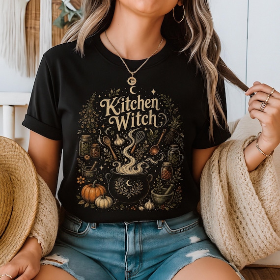 Kitchen Witch Shirt: Cottagecore Herbalist Tee | Folk Magic Unisex Shirt Witchy Gift | Pagan Spiritual Tee | Botanical Mystic Gift