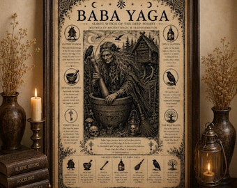 Baba Yaga Poster: Slavic Witch Wall Art | Slavic Mythology Decor Witchy Gift | Gothic Witch Print | Pagan Home Decor Occult Art