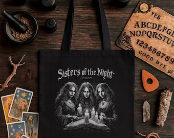Dark Witch Coven Tote Bag Gothic Occult Art Canvas Bag | Witchy Gift | Pagan Aesthetic Cotton Tote | Witchy Tote Bag | Wiccan Accesories