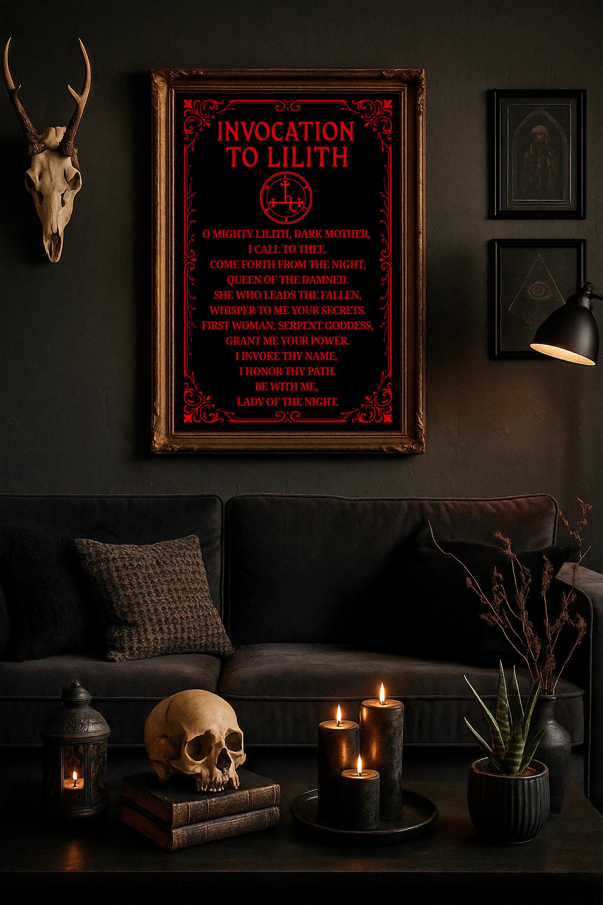 Lilith Invocation Wall Decor Witchy Gift | Dark Goddess Witchcraft Art ...
