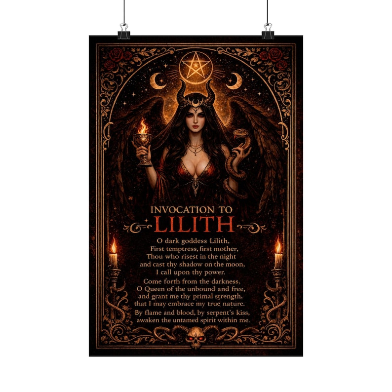 Invocation to Lilith Poster: Dark Goddess Witchcraft Art | Pagan Wiccan ...