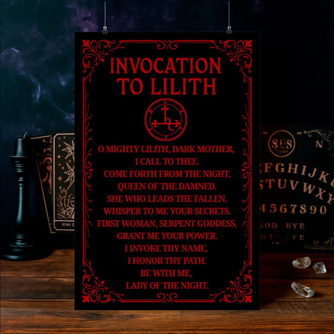 Lilith Invocation Wall Decor Witchy Gift | Dark Goddess Witchcraft Art ...
