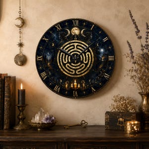 Hecate Wheel Wall Clock: Strophalos Acrylic Clock | Hecate Goddess Decor | Greek Witchcraft Symbol | Pagan Witchy Altar Decor | Hekate Gift