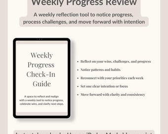 Weekly Progress Check-In Guide | Reflect, Realign & Celebrate Wins | Printable Worksheet