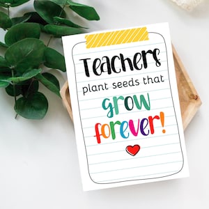 Teachers Plant Seeds That Grow Forever Printable Tag, Graduation Gift, Pot Plant Teacher Thank You, Seeds Teacher Gift, DIY