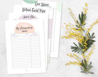 Botanical Homeschool Planner PDF, Instant Download, Digital Download, Homeschool Planner, Letter sized