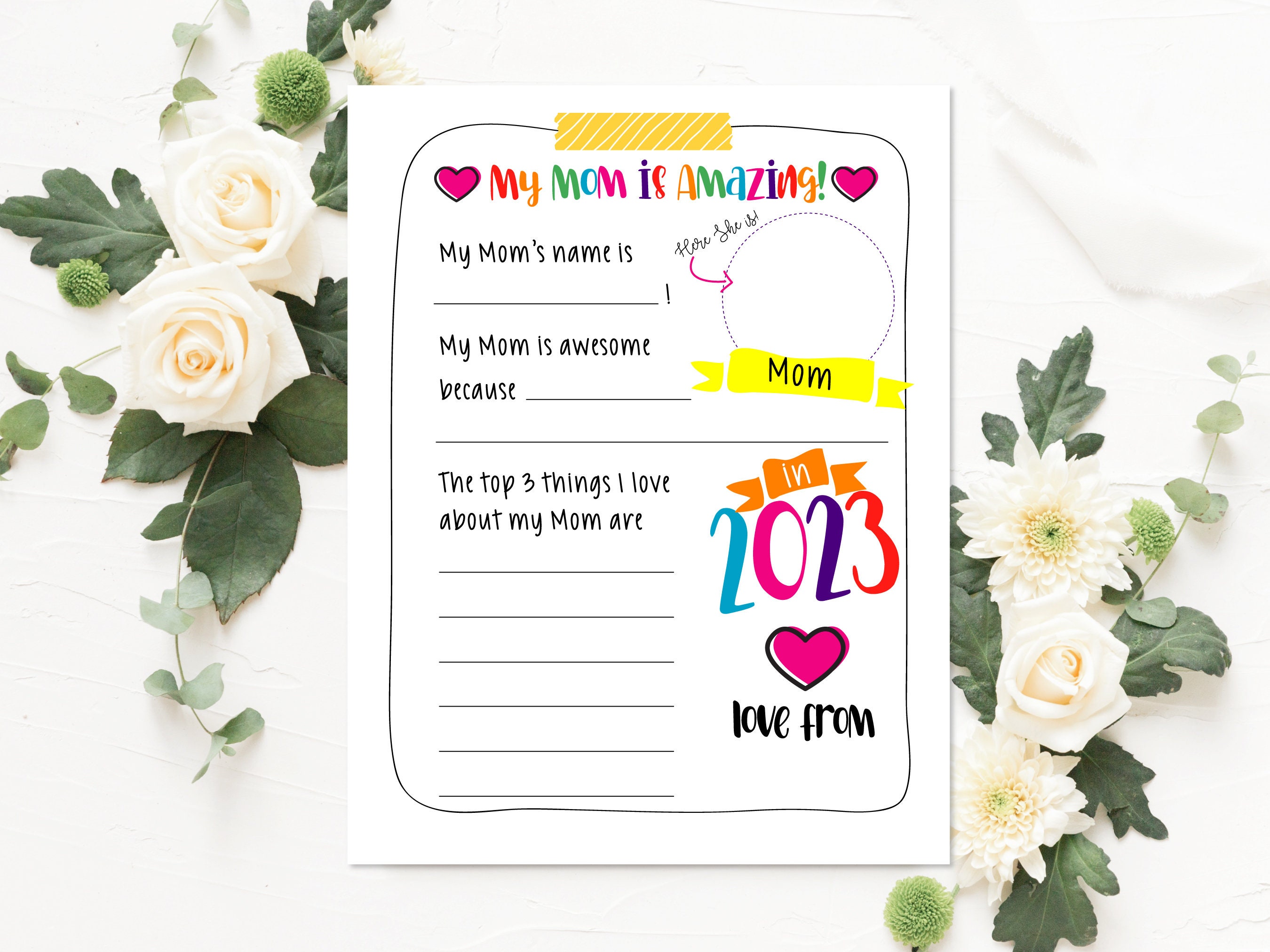 Mother's Day Classroom Activity, DIY Mothers Day Printable, Classroom ...