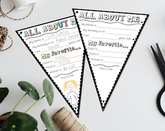 First Week Classroom Activities All About Me Pennant Get to - Etsy