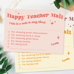 Boho Teacher Mail, Note de l’enseignant, Rapport de l’enseignant, Vantardise de l’enseignant, Tableau de récompense, Happy Mail de l’enseignant imprimable