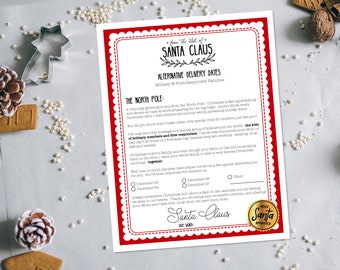 Santa Letter Military and First Responders Alternative Delivery Dates, Instant Download, DIY Christmas, Letter To Santa, Christmas