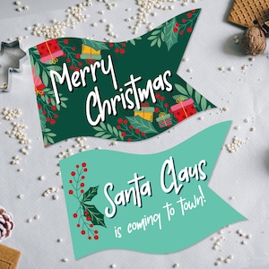 Christmas Pennant Flag, Holiday Christmas Flag, Christmas Flags, Printable Pennant Flags, Ho Ho Ho, Santa Pennant Flag, Christmas Decoration