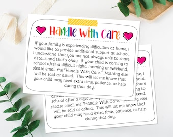 Teacher Communication Handle With Care, Teacher Resource, Teacher Mail, Note from the Teacher, Teacher Worksheets, Parent Teacher Printable