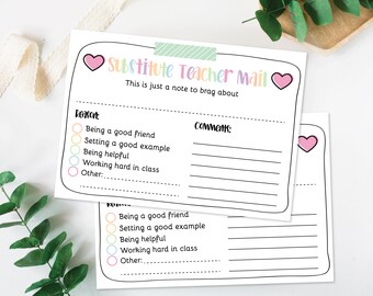 Pastel Teacher Resources Sub Teacher Mail Imprimible, Profesor Suplente, Correo Feliz, Etiqueta de Brag Sustituto, BRICOLAJE, Carta del Maestro