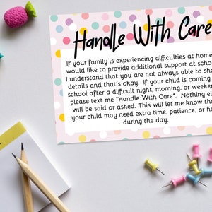 Handle With Care, Teacher Resource, Teacher Mail, Note from the Teacher, Teacher Worksheets, Parent Teacher Printable