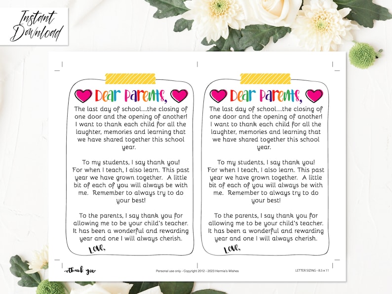 Thank You Letter From Teachers to Parents and Students, Teacher ...