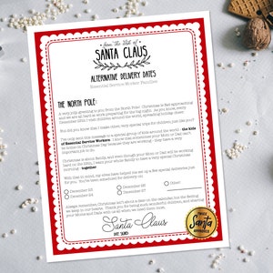 Santa Letter Essential Services Worker Alternative Liefertermine, Sofortiger Download, DIY Weihnachten, Brief an den Weihnachtsmann, Weihnachten