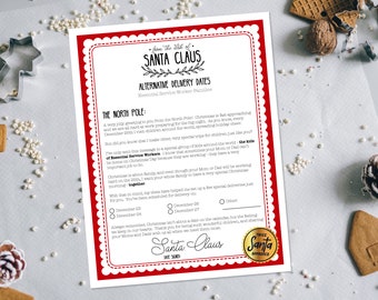 Santa Letter Essential Services Worker Alternative Delivery Dates, Instant Download, DIY Christmas, Letter To Santa, Christmas