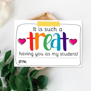 Such A Treat Having You As A Student Valentine&#39;s Day Tags, From Teacher Valentines, Valentine&#39;s Tag, Student Valentines,Classroom Valentines