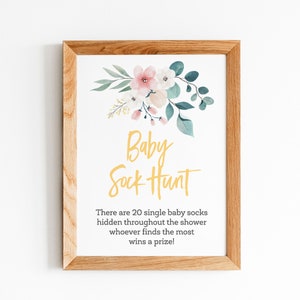 DIY Baby Shower Juego Sock Hunt, Boho Baby Shower Juego, Juegos de Baby Shower, Género Neutral, Amarillo, Descarga Instantánea, Ideas de Actividades Divertidas