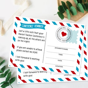 Airmail Parent Teacher Conference reminder, Teacher Mail, Note from the Teacher, Teacher Report, Parent Teacher Meeting Printable