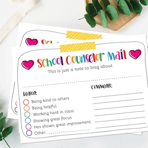 School Counselor Mail, Note from the Teacher, Teacher Report, Teacher Brag, Reward Chart, Happy Mail from Teacher Printable