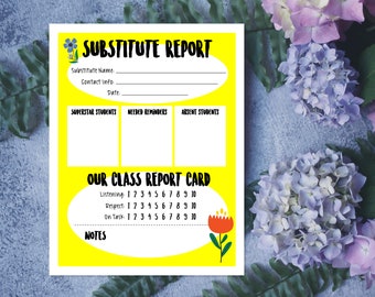 Rapport de l'enseignant suppléant imprimable, enseignant suppléant, rapport de sous-rapport facile, rapport de l'enseignant, ressources de sous-bain, bricolage, gestion de la classe