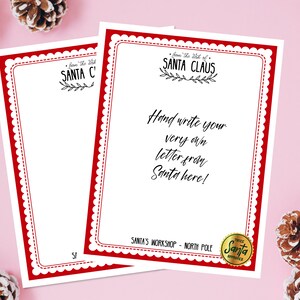 Carta de Santa en blanco imprimible, Descarga instantánea, Navidad DIY, Carta a Santa, Navidad