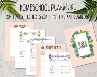 Cactus Homeschool Planner PDF, Instant Download, Digital Download, Homeschool Planner, Letter - LETTER SIZED