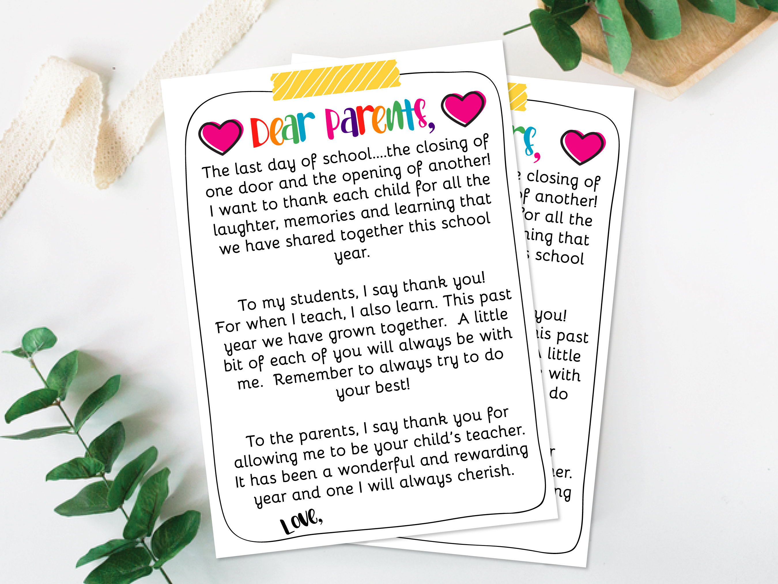 Thank You Letter From Teachers to Parents and Students, Teacher