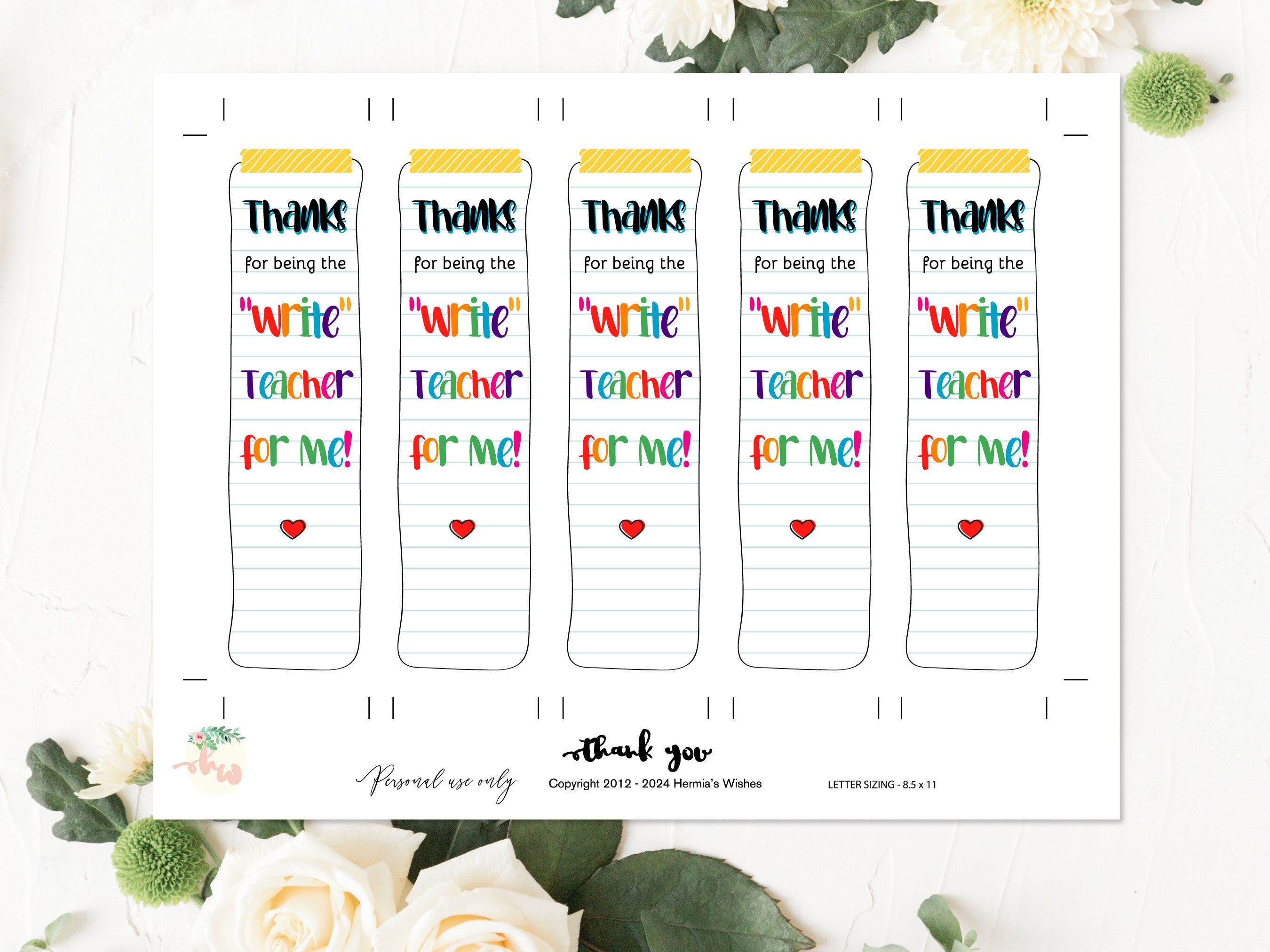 Printable Bookmarks, Teacher Appreciation Gift for Teacher, Classroom ...