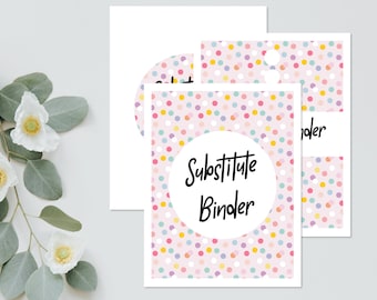 Substitute Binder, Teacher Resources Sub Binder Printable, Student Thank You, Teacher Binder, Substitute Binder, DIY, Classroom Management