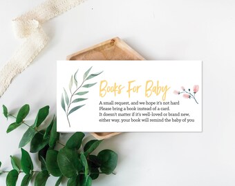 Floral Baby Shower Bring a Book Request, Book Request Card, Printable Baby Shower Insert, Book Card, Bring a Book Instead Of A Card
