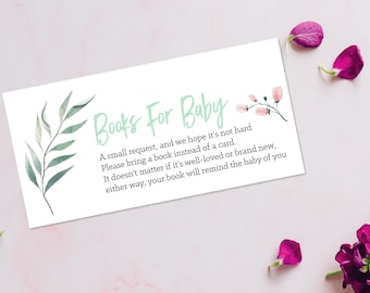 Floral Baby Shower Bring a Book Request, Book Request Card, Printable Baby Shower Insert, Book Card, Bring a Book Instead Of A Card