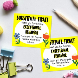 Ersatzlehrer Guter Bericht, Ticket druckbar, Ersatzlehrer, Ticket, Ersatz Brag Tag, DIY, Lehrerpost, Klassenzimmermanagement
